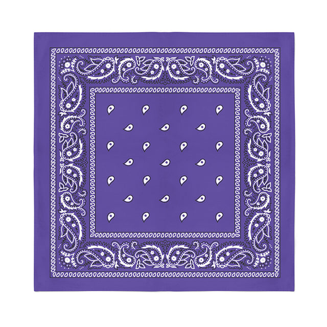 Purple paisley cotton square bandana